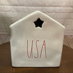 RAE DUNN COLLECTIBLE ceramic birdhouse decor “USA”
